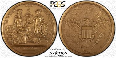 "1776" Medal FH-635 20th Century Restrike U.S. Diplomatic Medal - Brass MS66