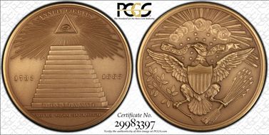 (1960s) Medal FH-636 Yellow Brass Great Seal Centennial-Restrike SP65