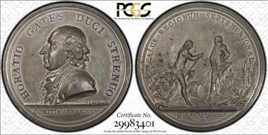 (c.1801) Sn Medal Betts-557, Gates at Saratoga AU58