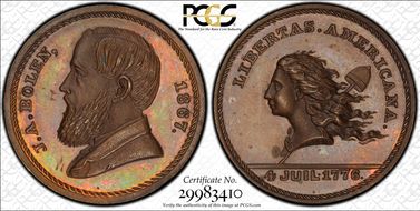 (1867) Token Ma-Sp 43 Copper J.A. Bolen MS64BN