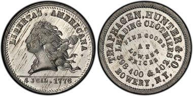 (1876) Token NY-NY 850 White Metal Traphagen, Hunter & Co. MS64