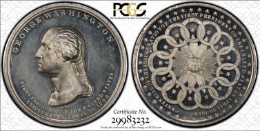 1889 Medal Douglas-52A White Metal Inauguration Centennial SP63