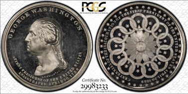 1889 Medal Douglas-52A White Metal Inauguration Centennial SP64