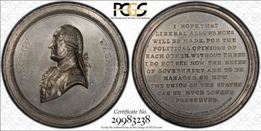 No Date Medal Baker-257B White Metal Letter to Hamilton MS62