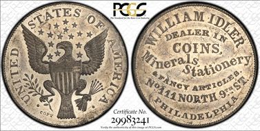 (1859) Token Miller Pa-215A WM William Idler MS61