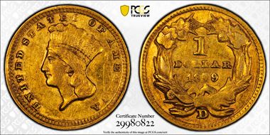1859-D G$1 AU55