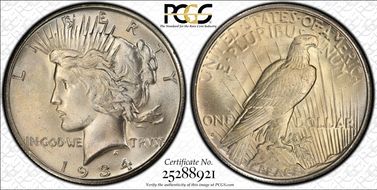 1934-S $1 MS64