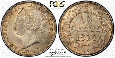 1894 10C Obverse 3 MS66