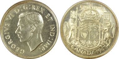 1947 50C Curved 7, Maple Leaf SP66