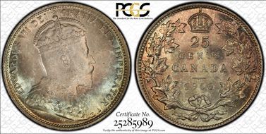 1906 25C Large Rev Crown MS66