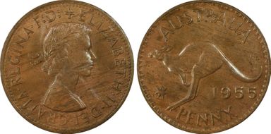 1955 Y. (p) 1D Perth obverse MS64BN