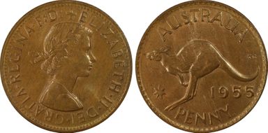 1955 Y. (p) 1D Perth obverse MS64BN