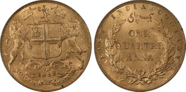 1858(H) 1/4 An SW-3.78 Prid-156  Single Leaf Tips MS65RD