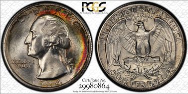 1934 25C Medium Motto MS64