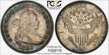 1806 50C Pointed 6, Stem MS62