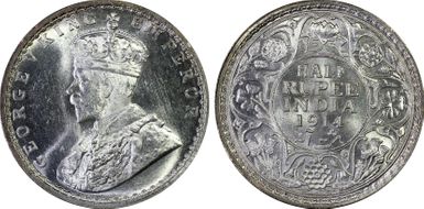 1914(B) 1/2 Rup SW-8.73 MS64+