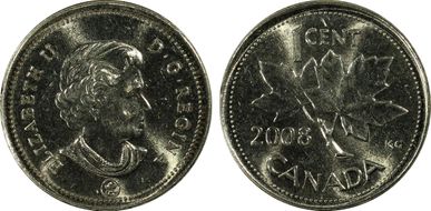 2008 1C Copper Plated Steel MS63BN