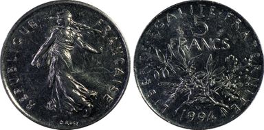 1994 5 Fr Gad-771 Abeille MS63