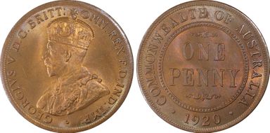 1920 /./  1D Dot above bottom scroll Indian obverse MS66RB