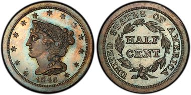 1846 1/2C Restrike PR66BN