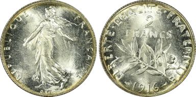 1916 2 Fr Gad-532 F-266 MS66