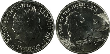 2014 £2 Lunar Mule w/ Britannia Obv MS67
