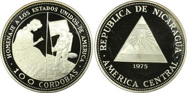 1975 100 Cor Betsy Ross - Moon Landing USA Bicentennial PR68DCAM
