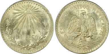 1944-M Peso KM-455  Ag MS66