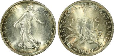 1920 1 Fr Gad-467 Semeuse MS65+