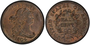 1804 1/2C C-6, Spiked Chin MS62BN