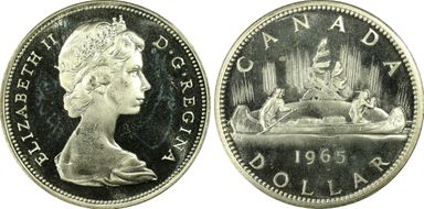 1965 S$1 Type 3 Lg Beads, Bl 5 Ag PL66