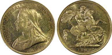 1893-M Sov S-3875 Old Head MS62+