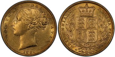 1880-M Sov Shield S-3854 AU58