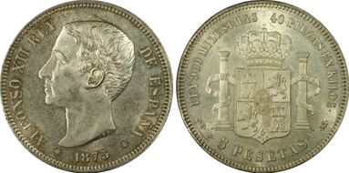 1875-DE M 5 Pta (1875) MS63