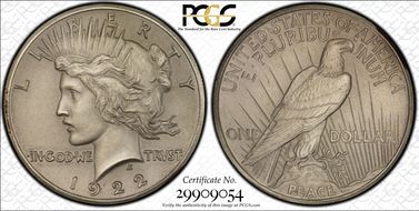1922 $1 Matte Finish, High Relief PR67