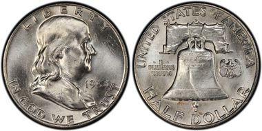 1954-D 50C Obv Die Clash FS-402 MS64+