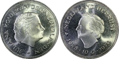 1970 10 G 25th Ann Liberation KM-195  Ag MS66