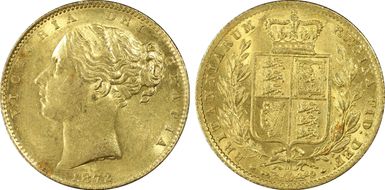 1872-M Sov S-3854 Shield AU58