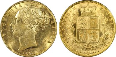 1874-M Sov S-3854 Shield MS62