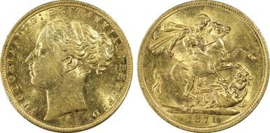 1871-S Sov S-3858A St. George Sm BP AU58