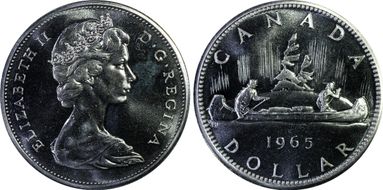1965 S$1 Type 1 Sm Beads, Pt 5 MS65