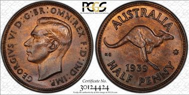 1939 1/2D Kangaroo Reverse MS64+ RB