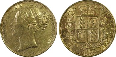 1871-S Sov S-3855A Shield WW incuse AU50