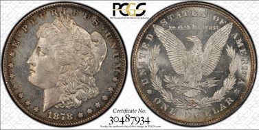 1878 8TF $1 VAM 14.6 Dot on Ear MS63PL