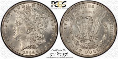 1886-O $1 VAM 1A, Clashed E MS61