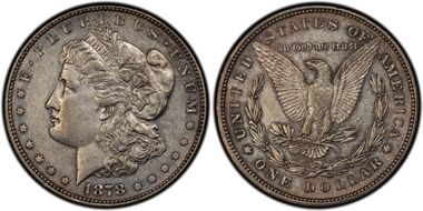 1878 8TF $1 VAM 9, First Die Pair AU50