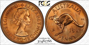 1963 Y. (p) 1D PR67+ RD