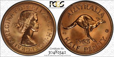 1963 Y. (p) 1/2D PR67+ RD