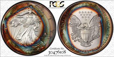 1997 $1 Silver Eagle MS68