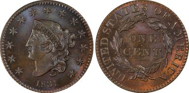 1831 1C Large Letters MS65BN